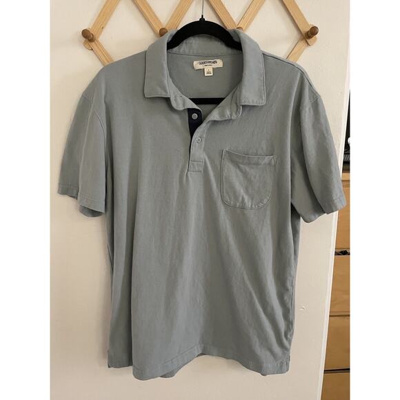 Goodthreads Shirt Men's Large Soft Cotton Polo Tee Light Blue Short Sleeve Shirt - Picture 2 of 5